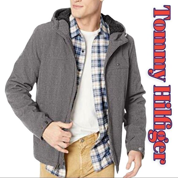 Tommy Hilfiger mens Soft Shell Sherpa Lined Performance Grey XL EUC - Picture 2 of 13